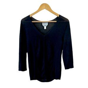 Talbots Collection Womens Sweater Large Italian Yarn‎ V Neck Capsule Minimalist